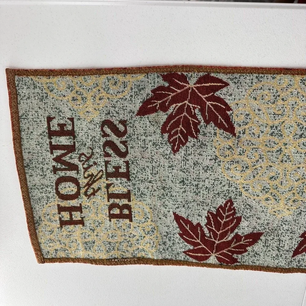 Bless‎ This Home Autumn Leaf Table Runner 12x65 Woven Tapestry Fall Decor Rustic